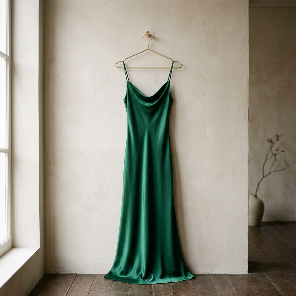 Emerald Silk Slip Dress - Nova Garments